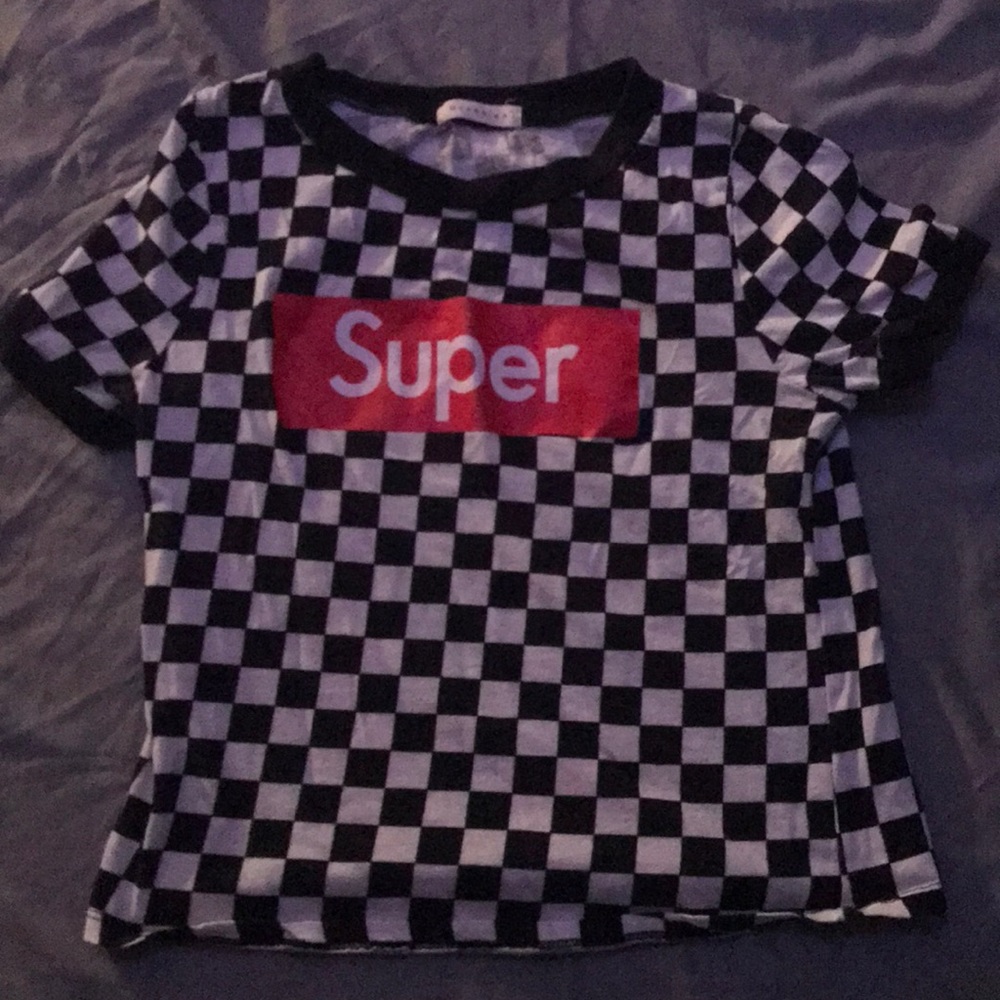 checkered super crop top